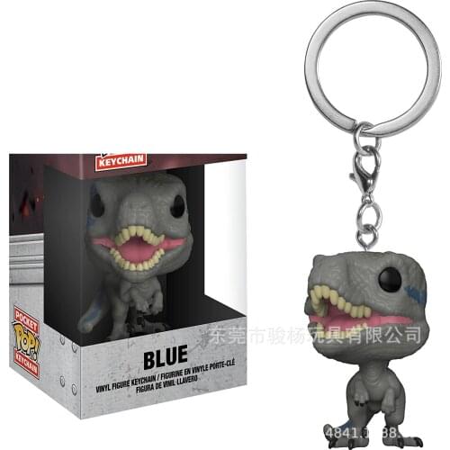 FUNKO Keychain Jurassic World Action Figure Blue Velociraptor Collection Toys Funko POP