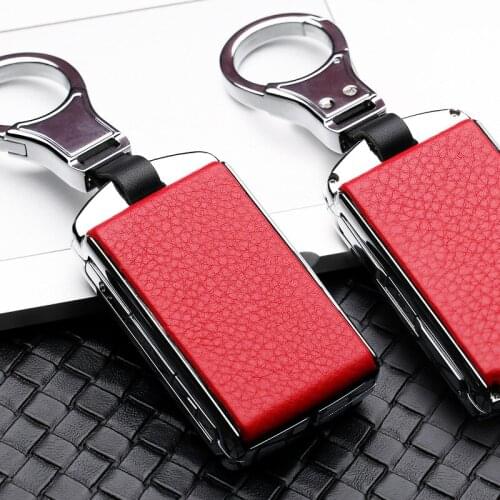 Alloy Leather Car Key Shell Cover Case For Volvo XC40XC60S90XC90 V90 2017 2018 T5T6 T8 2015 2016 Car Styling Accessories