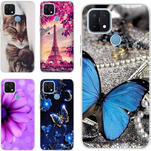 OppoA15 Case Cute Painted Soft Slim Cover Fundas For Oppo A15 CPH2185 Phone Case OppoA15 A 15 Full Cover Coque 6.52'' TPU Bumper