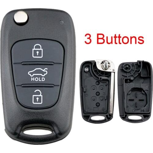 3 Buttons Black Plastic Car Key Fob Case Shell Replacement Flip Folding Remote Cover Fit for Hyundai / Kia