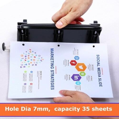 3 Hole Punch Heavy Duty Metal Hole Puncher Standard 7mm Hole 35 Sheets Capacity High Quality Hole Puncher