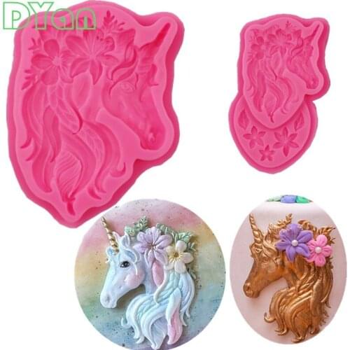 Unicorn Head Flower Baking Silicone Mold Cake Decoration DIY Fondant 3D Silicone Mold Chocolate Mold A1730-1731