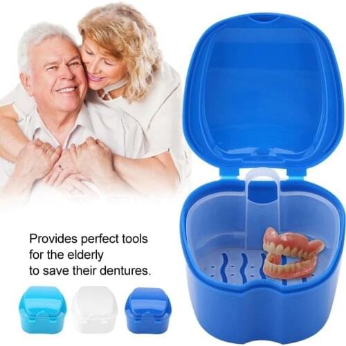 Denture Bath Box Case Dental False Teeth Storage Box with Hanging Net Container Plastic artificial tooth Organizer Teeth Care