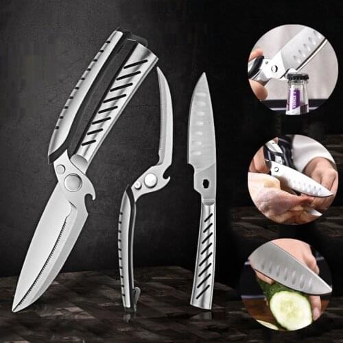 Kitchen Knives Scissors Japanese Chef Knife 3 In 1 Removable Powerful Chicken Scissors for Kitchen Fish Cutter Stainless Knife