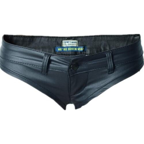 NORMOV Summer Shorts For Women PU Trouser Sexy Low Waist Skinny Zipper Fly Shorts Pole Club Dance Booty Shorts Femme Plus Size