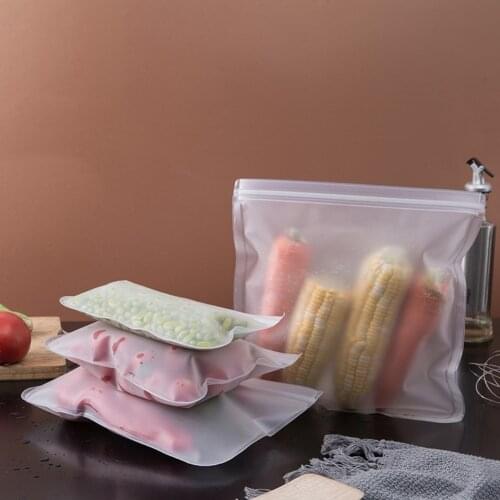 Reusable Transparent Silicone Food Storage Bag Refrigerator Fresh Bag Food Bag Self-sealing Food Storage Organizer Kitchen Tools