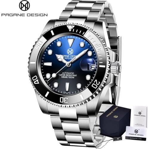 Pagrne Design 2021 Mens Automatic Mechanical Watch Stainless Steel Waterproof Nh35a Watch Mens Watch 40mm Reogio Masculino