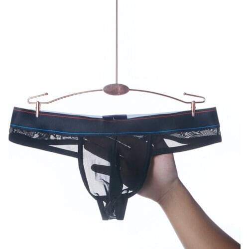 G String Men Thongs Transparent Jockstrap See Through Ultra-thin Mesh Thong Mens Low Rise Wide Belt Bikini Underwear