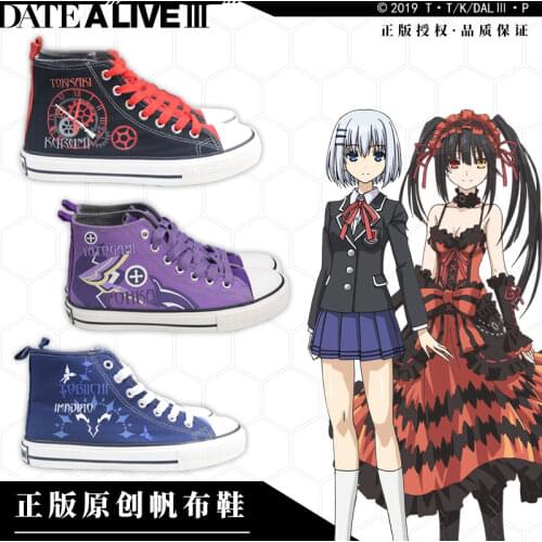 Date A Live Cosplay Yatogami Tohka/tokisaki Kurumi/tobiichi Origami Cosplay Shoes Canvas Shoes Casual Anime Cartoon High Help