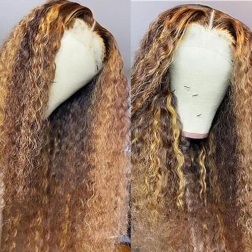 Highlight Wig Human Hair For Women Blonde Colored Curly Lace Front Wigs Deep Wave Frontal Wig Preplucked Water Wave Brazilian