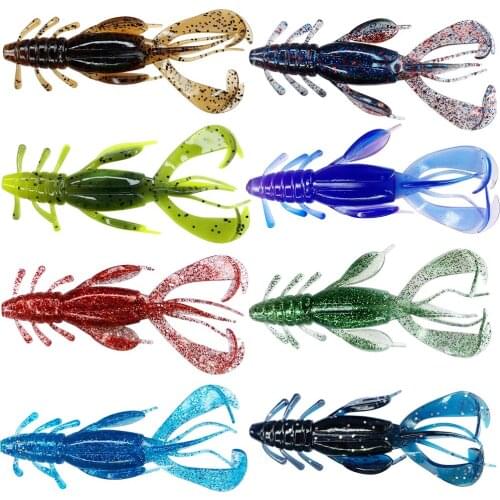 PHAT FISH 5Pcs New Design 10cm 10g Silicone Soft Shrimp Crayfish Trolling Trout Soft Fishing Lure