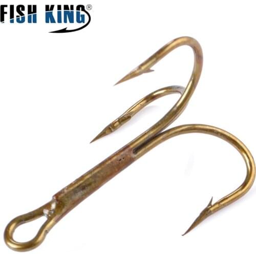 FISH KING 20pcs/Pack High Steel Carbon Lure Hook Treble Overturned Fishhooks Super Sharp Triple Round Hooks For Bass
