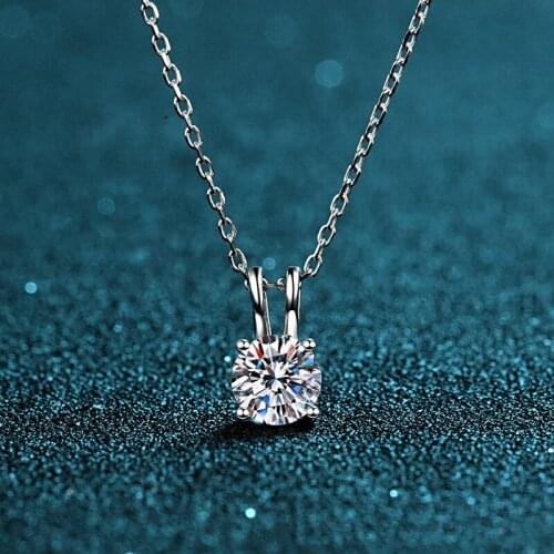 Silver 0.8 Carat Excellent Cut Diamond Test Passed High Clarity White D Color Moissanite 4 Prong Beads Pendant Necklace Chain
