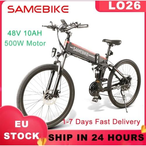 EU Stock SAMEBIKE LO26 Cycling Folding Electric Mountain Bike 21 Speed 48V 10.4AH 500W 30km/h Max Speed EBike MTB Bike