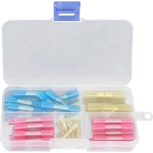 50pcs Waterproof Solder Seal Heat Shrink Butt Connectors Electrical Wire Cable Soldering Sleeve Crimp Terminals