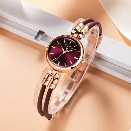 New Lady Womens Watch Japan Mov't Retro Hours Fine Fashion Clock Dress Rubber Chain Bracelet Girls Birthday Gift Julius Box