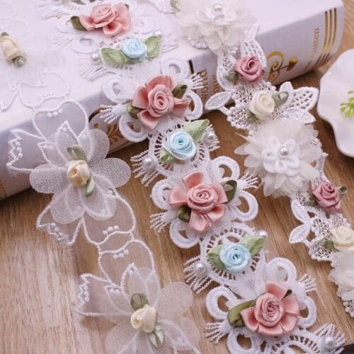 1 yards Beading Embroidery Flowers Water-soluble Lace Ribbon for diy Craft Clothing Home Textiles Headwear Accessories Trims