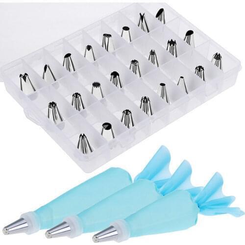 10 12 16 inch Tpu Icing Piping Cream Pastry Bag 30pcs Stainless Steel Cake Nozzle DIY Cake Decorating Tips Fondant Pastry Tools