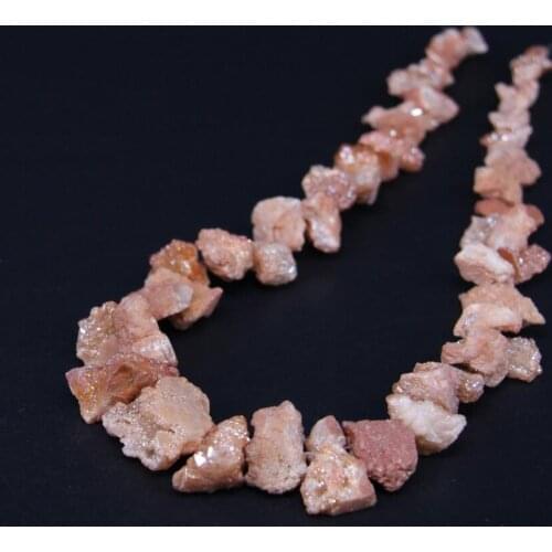 15.5"strand Champagne Natural Quartz Geode Drusy Freeform Rough Nugget Loose Beads,Raw Crystal Agates Druzy Chip Pendant Jewelry
