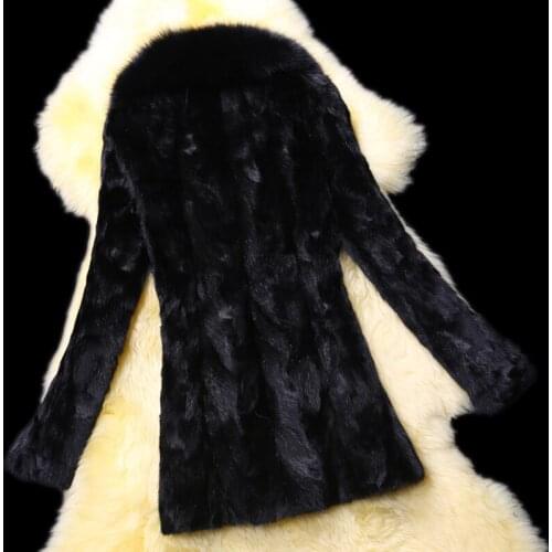 2020 Luxury Real Mink Coat Warm Winter Jacket Women Coats Large Natural Fox Fur Collar Plus Size 5XL 6XL 7XL A0809