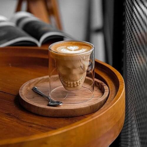25-250ml Double Wall Cup Transparent Skull Wine Glasses Whisky Tea Coffee Water Mug Cocktail Tumbler Cup Drinks Bar Accessories