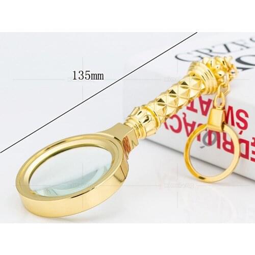 3X 4X 5X 6X 8X Golden Handheld Metal Reading Magnifying Glass with Carved Handle Pocket Magnifier Gift Loupe for Old Man