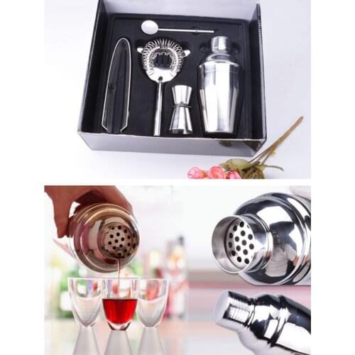 5 Pcs Stainless Steel Cocktail Shaker Mixer Drink Bartender Kit Bars Set Tools for Bar Household