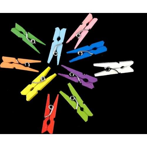 50Pcs Wood Clothes Pegs Socks Mini Pins Clothes Pin Colorful Wooden Home Decor Photo Paper Clamp Craft Arts Clips 35MM