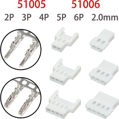 51005 51006 MX2.0 2.0mm Connector Socket Pin Header Male Female Socket Terminal 51005 51006 mx2.0 2p 3p 4p 5p 6p pin