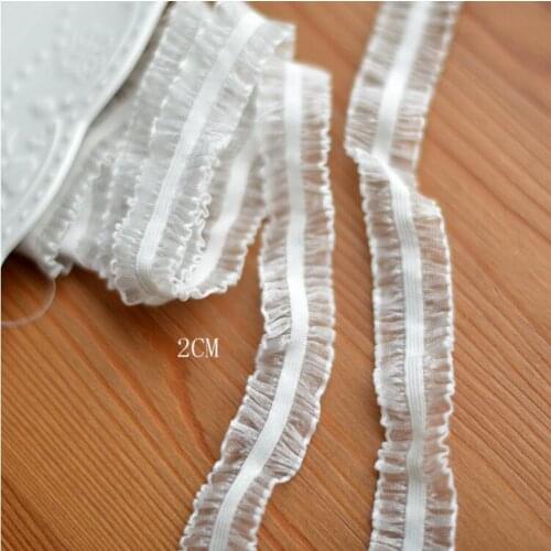 6 Meters 2CM Width Off White Handmade DIY Decorative Bilateral Elastic Stretch Lace Trim Embellishment
