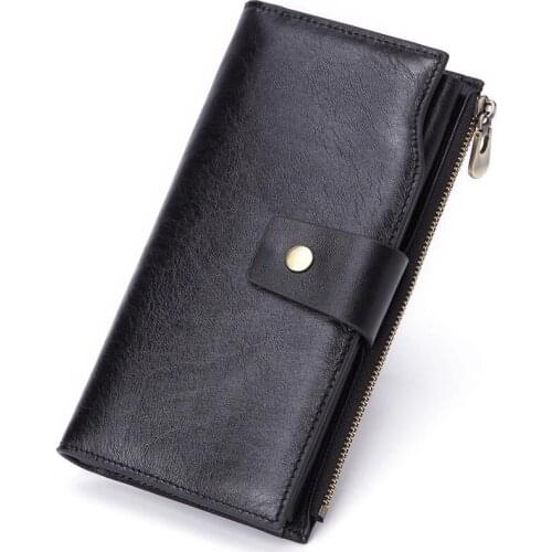 Weysfor Vogue New Business Men Long Wallet Genuine Leather Clutch Wallet Purse Male Hasp Top Quality Cowhide Handmade Coin Pouch