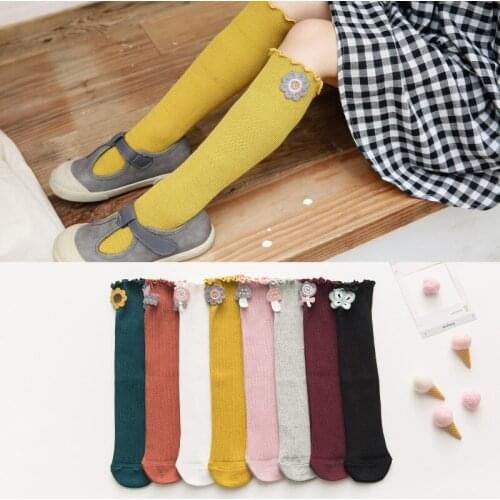 Baby Girls Long Sock Toddler Knee High Fungus Pile Socks Girl Candy Color Leg Warmer Cotton Boot Sock Cute Princess Dress Socks