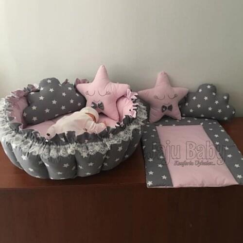 Jaju Baby Gray Star Design Play Mat Baby nest Play Mat Baby Nest, bedside, baby chaise lounge, portable baby bed, portable bed