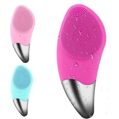 Electric Sonic Facial Cleansing Brush Silicone Face Massager Rechargeable Gentle Exfoliating Deep Pore Clean Washable Skin Care