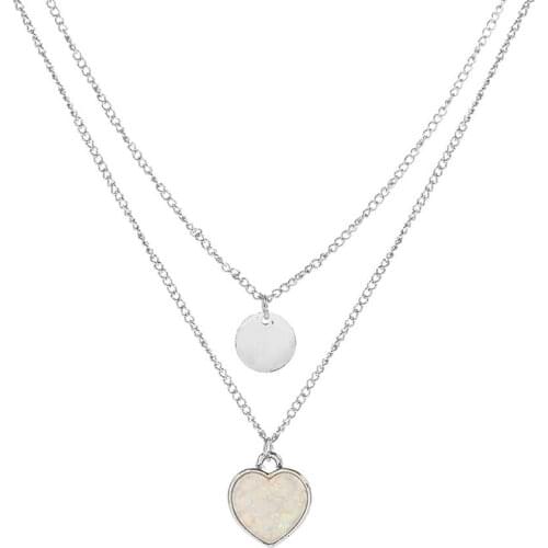 European Style Jewelry Ladies Girl Women Simple Love Heart Pendant Necklace Layer Choker Necklace Women Layered Necklace