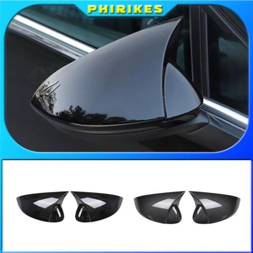 Car Rearview Mirror Cover Cap Carbon Fiber Black For VW GOLF 8 MK8 2020 2021 Support Lane Change Side Assist Blind Spot Assist