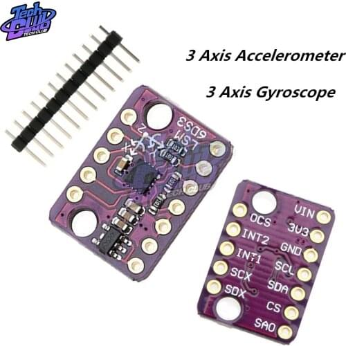 GY-LSM6DS3 LSM6DS3 Accelerometer Gyro Embedded Digital Temperature Sensor Module SPI IIC I2C Interface Module 8Kb FIFO Buffer 5V