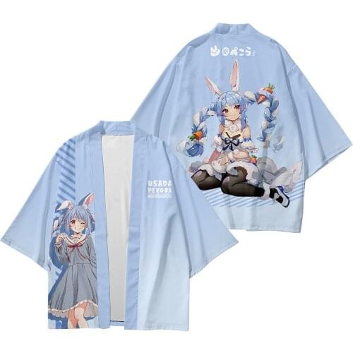 VTuber Usada Pekora Cosplay Yukata Women/Men Japanese Kimono Haori Summer Casual Cool Short Sleeve Hololive Streetwear Drop Ship