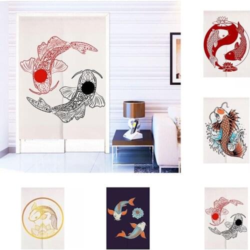 Chinese Koi Door Curtain Bedroom Shelter Dust Hanging Curtain Half Panel Curtain Geomantic Curtain Home Decoration