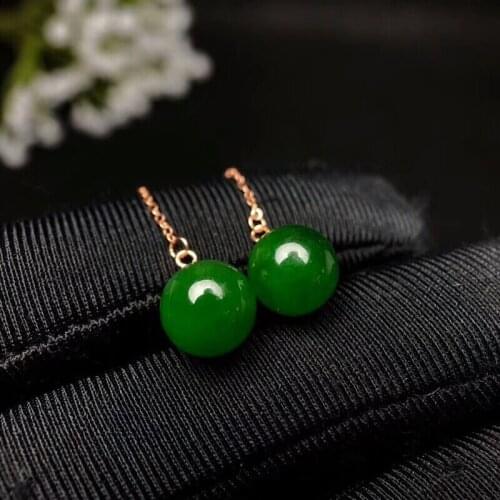 KJJEAXCMY fine jewelry 925 pure silver inlaid natural jade jade earrings, female gold jewelry, 18 gold jewelry