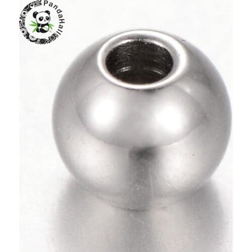 200pcs Round 304 Stainless Steel Beads 5mm, Hole: 1.5mm
