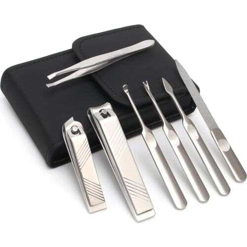 Manicure Kits 7 in 1 Stainless Steel Cuticle Nippers Professional Nail Clippers Home Scissors Cutter Travel Set Care Tools