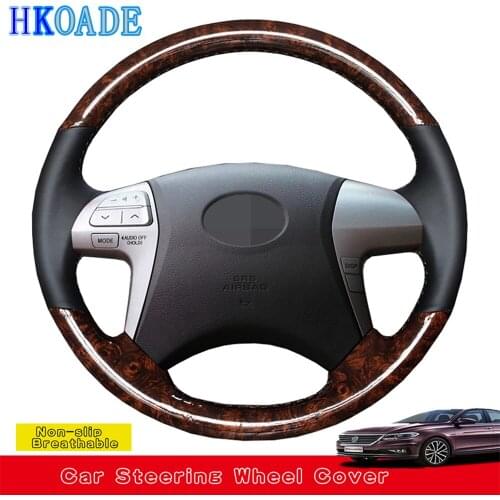 DIY Hand-stitched Wheat Wood Grain PU Carbon Fiber Leather Car Steering Wheel Cover For Toyota Highlander Toyota Camry 2007-2011