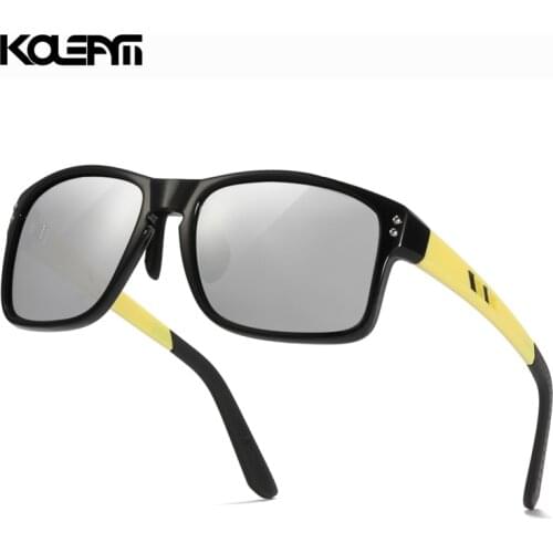 5-Barrel Stainless steel hinges silver Mirrored lens TR90 Oversized Men Polarized Sunglasses 100% UV Protection KDEAM LUXURY