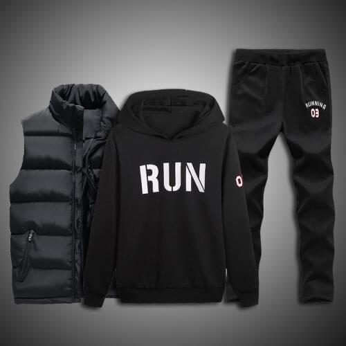 NEW Men Sets Printing 2021 Winter long Sleeve Hoodie Set Fleece Zipper Streetwear Casual Mens Suit 3 Pieces Mens Tracksuits 2021