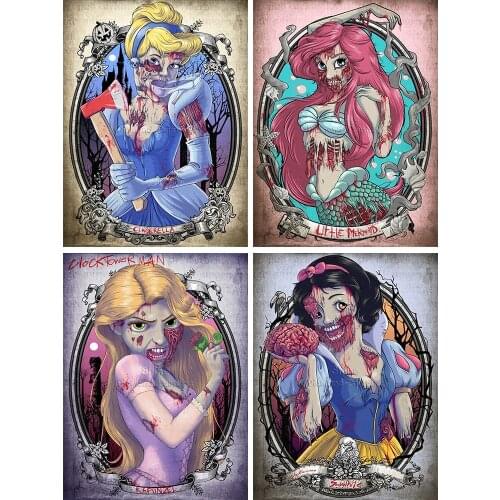5D DIY Diamond Painting Cartoon Disney Death Princess Zombie Full Round Square Embroidery Mosaic Cross Stitch Kit Home Decor