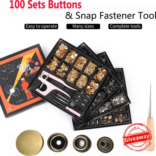 80-150 Set Snap Buttons with Fastener Snap Pliers, Snap Fasteners Kit for Leather Metal Snaps Button Press Studs for Clothes,Bag