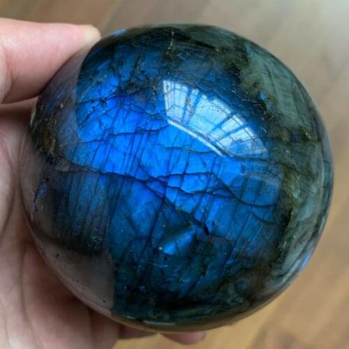 400G Natural stretched feldspar sphere polished quartz crystal ball treatment