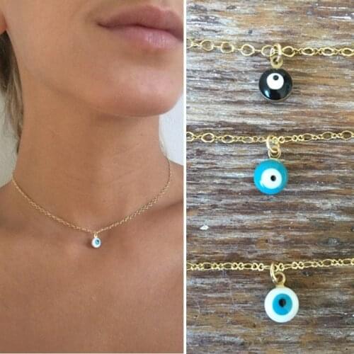 Delicate Dainty Evil Eye Minimalist Charm Necklace Evil Eye Jewelry Necklaces For Girlfriend Gifts