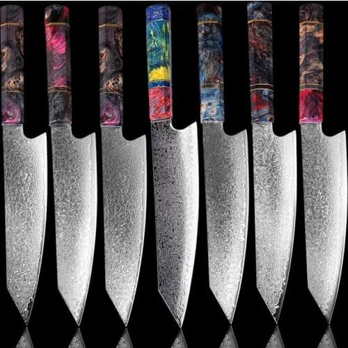 Chefs Nakiri Knife 67 Layers Japanese Damascus Steel Damascus Chef Knife 8 Inch Damascus Kitchen Knife Solidified Wood HD